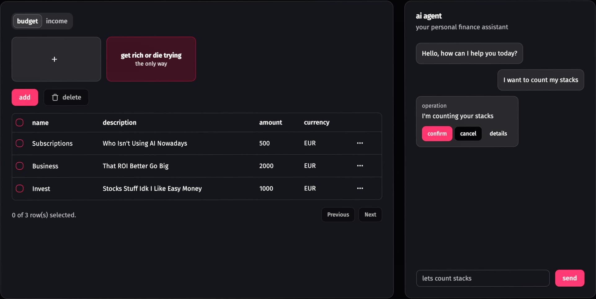 app's interface